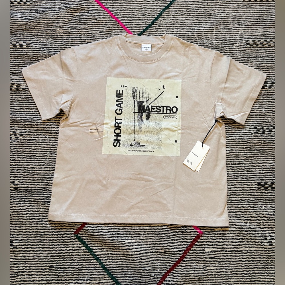 Students Golf Beige Graphic T-Shirt NWT Sz L